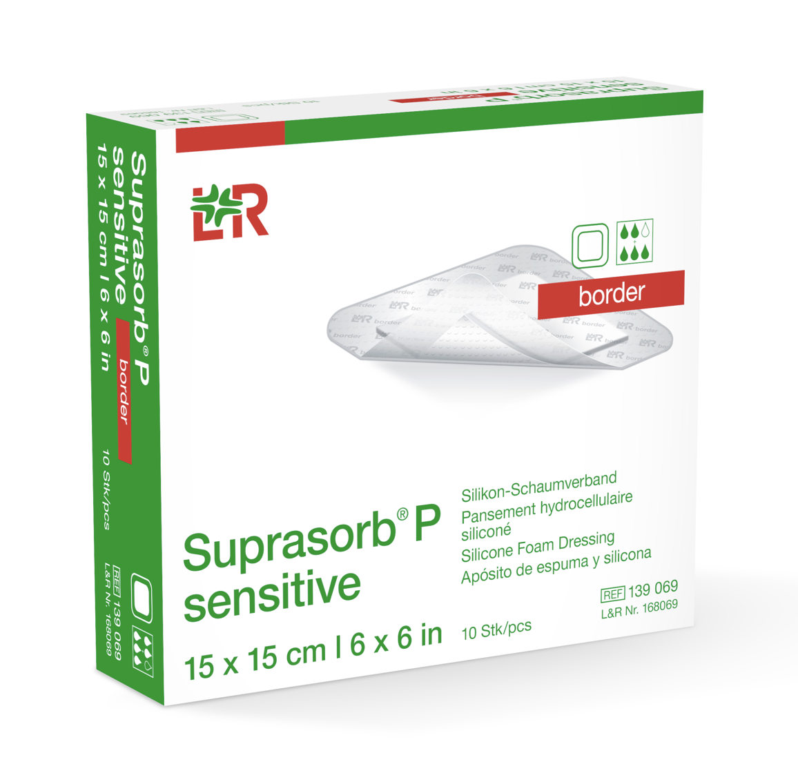 SUPRASORB P sensitive PU-Schaumv.border 15x15cm